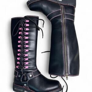 Milwaukee riders size 7 black leather biker boots